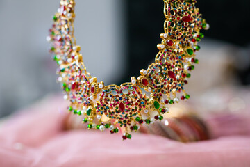 Indian bride's wedding jewellery close up