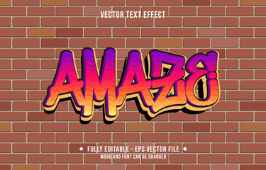 Wall Mural - Editable text effect gradient color street graffiti wall style for digital and print media font effect template