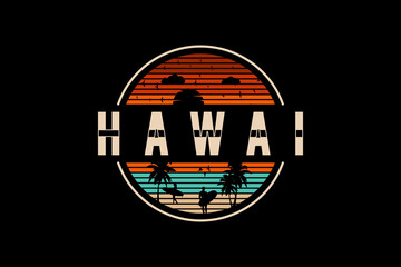 Hawaii ,t-shirt merchandise silhouette mockup typography