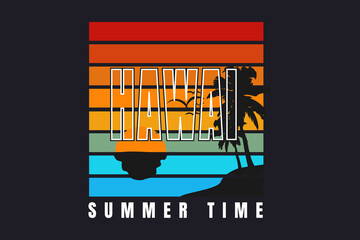 Wall Mural - Hawaii summer time ,t-shirt typography text coconut tree silt