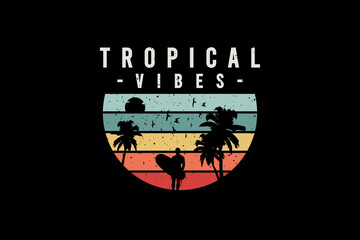 Tropical vibes,t-shirt merchandise silhouette mockup typography