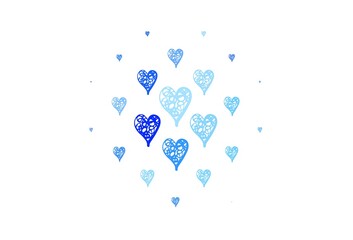 Poster - Light BLUE vector background with hearts.