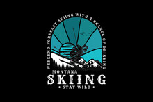 Montana Skiing, Design Silhouette Retro Style