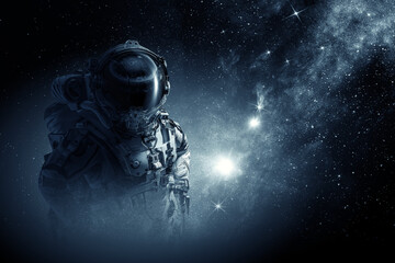 Wall Mural - astronaut at spacewalk . mixed media