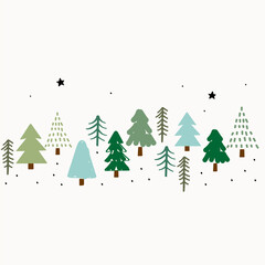 Wall Mural - Christmas tree illustration , Vector hand drawn elements
