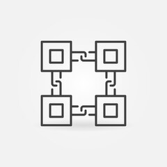 Poster - Blocks connected with Chain line icon. Blockchain symbol