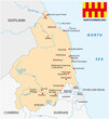 vector map of the county norhhumberland with flag, england