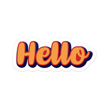Hello Text Sticker Three Dimensional Vector Design