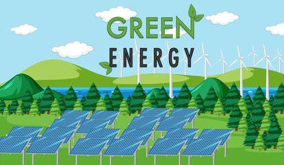 Wall Mural - Green energy generated by solar panel