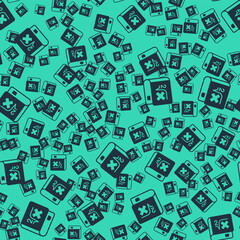 Poster - Black Book with word mathematics icon isolated seamless pattern on green background. Math book. Education concept about back to school. Vector