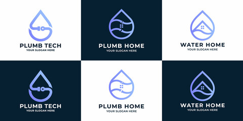 Wall Mural - set of water plumbing logo design