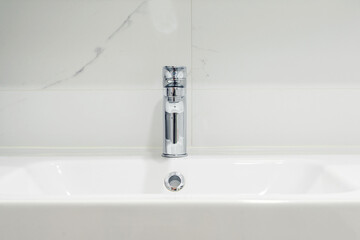 Modern sink in the bathroom, front view.