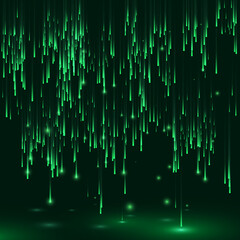 Leinwandbilder - Green color background in a matrix style. Data stream. Falling random data block. Cyberspace or virtual reality visualisation. Vector