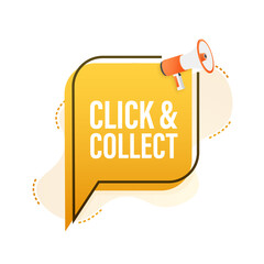 Aufkleber - Megaphone click and collect banner. Flat style. Website vector icon. Vector stock illustration.