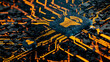 © RocknRoller Studios - Sound Technology Concept with audio symbol on a Microchip. Orange Neon Data flows between the CPU and the User across a Futuristic Motherboard. 3D render.