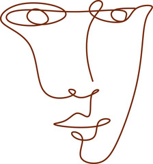 One line drawing abstract face seamless pattern. Modern minimalism art, aesthetic contour. Continuous line art face. Picasso style drawing