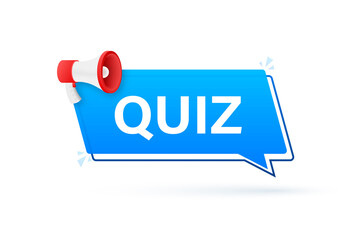 Poster - Megaphone banner - Quiz text. Vector stock illustration.