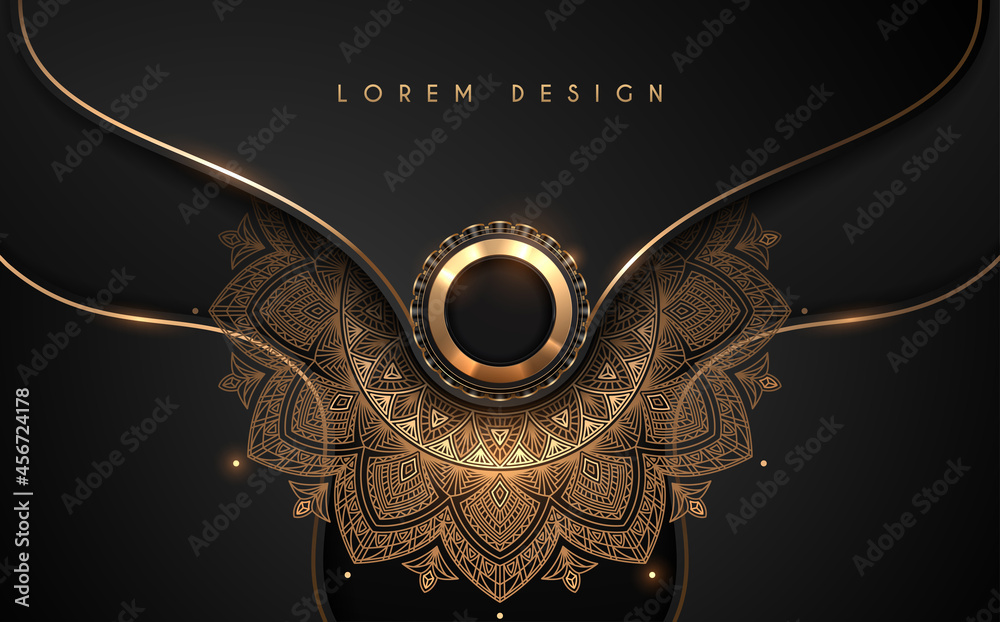 Abstract black and gold circle ornate background Stock Vector | Adobe Stock