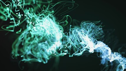 Poster - Abstract Fluid Particles Graphic Intro Background/ 4k animation of an abstract fluid particles background graphic design intro with light flare fading in