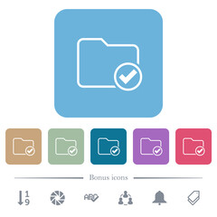 Sticker - Directory ok outline flat icons on color rounded square backgrounds