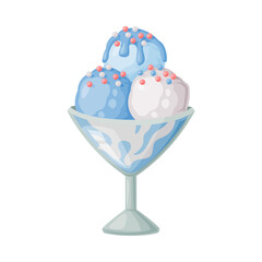 Sticker - Ice Cream Ball in Glass Bowl with Sprinkle as Frozen Dessert and Sweet Snack Vector Illustration