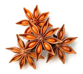 Canvas Print - star anise isolated on the white background, top view