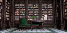 3D Rendering Gothic Library