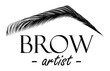 Illustration with woman's eyebrow. Realistic sexy makeup look. Tattoo design. Logo for brow artist or master.
