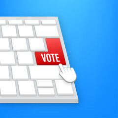 Poster - Vote button on keaboard. Hand click icon. Finger click icon. Vector stock illustration.