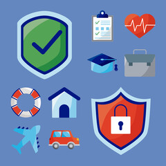 Poster - ten insurance service icons