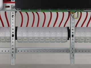 Keystone for connecting a twisted pair via RJ45 in an electrical panel.