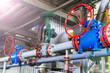 Gate valves and shut-off valves at a liquefied gas production plant. Technological equipment.