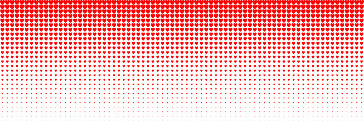 Poster - horizontal red blended heart on white for pattern and background