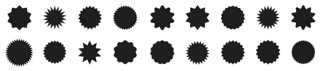 Poster - set of red price sticker. sale sticker collection. set of red starburst, sunburst badges. label icon