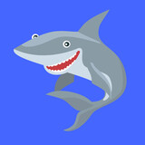 Fototapeta Pokój dzieciecy - Shark vector. Cartoon illustration isolated on blue background.