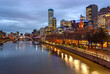 Melbourne Australia CBD cityline shot after sunset