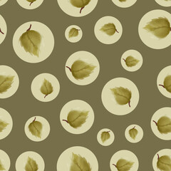 Poster - Hand painted green leafs vector seamless repeat pattern print background