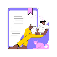 Poster - Digital reading abstract concept vector illustration. E-classroom textbook, modern education, mobile device, media-rich content, quick links, electronic document, multitasking abstract metaphor.