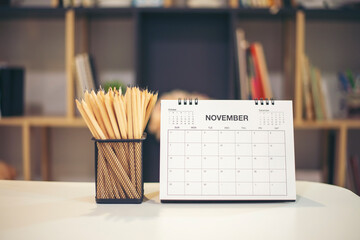 Wall Mural - 2021 calendar desk place on table. desktop calender for planner to plan agenda, timetable, appointme