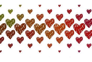 Wall Mural - light green, red vector texture with lovely hearts.