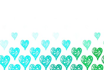 Wall Mural - light green vector background with shining hearts.