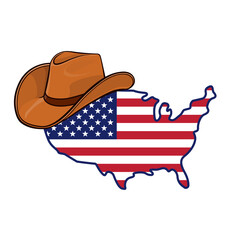 Canvas Print - usa america flag in map wearing cowboy hat