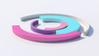 Colorful arcs morphing. White background, close-up. Abstract illustration, 3d render.