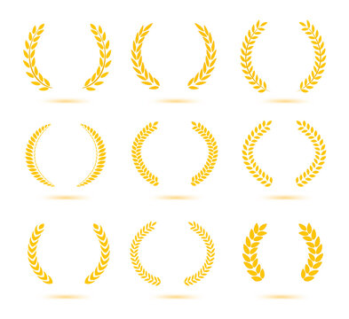 Set of gold laurel wreaths isolated on white background. Vector illustration ready and simple to use for your design.	