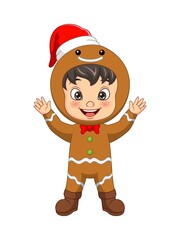 Wall Mural - Cartoon little boy wearing cookie costume