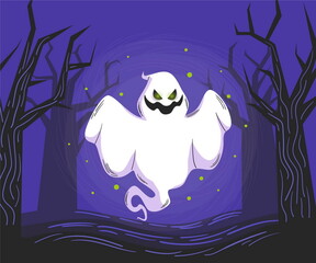 hand drawn halloween ghost vector design illustration