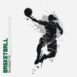 slamdunk style basketball female player silhouette vector illustration. Good for  sport graphic resources.
