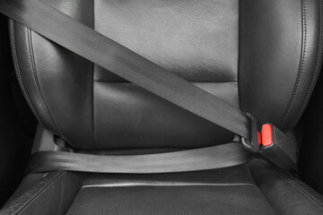 Fastened seat belt in car