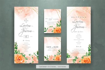 Wall Mural - Elegant Wedding Invitation Card Bundle with Hand Drawn Watercolor Floral