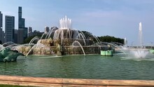 Buckingham Fountain In Chicago Illinois During The Fourth Of July 2021.